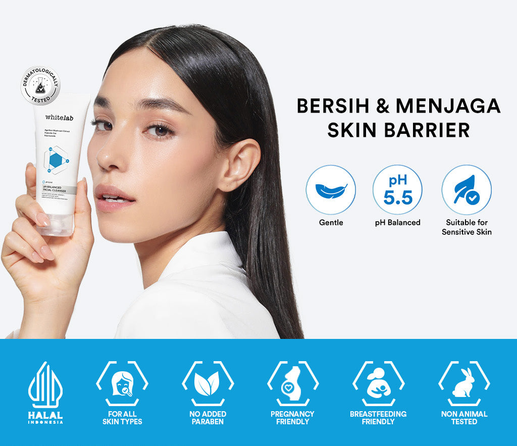 Whitelab pH-Balanced Facial Cleanser - Sabun Cuci Muka pH Seimbang untuk Kulit Normal Sensitif Kering Berminyak dengan Prebiotic Oat & Niacinamide [BPOM]