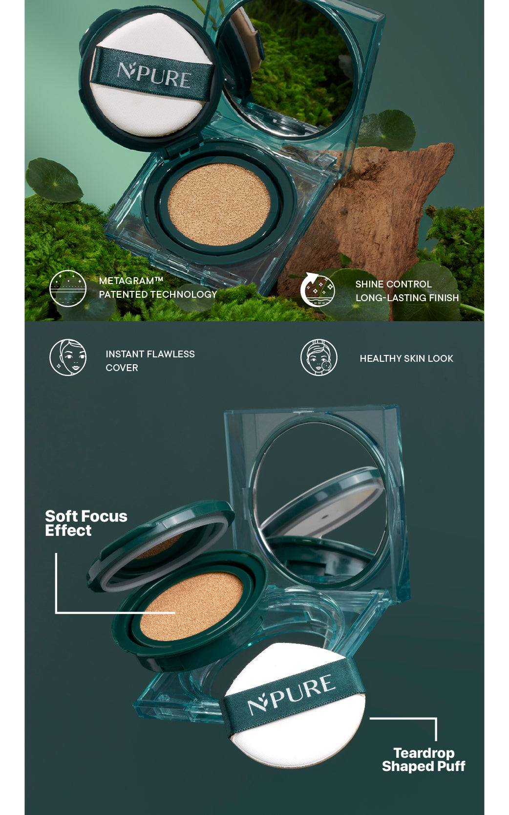 POWER CUSHION - NPURE Centella Asiatica Flawless Matte Power Cushion / Cushion Daily / Cushion matte