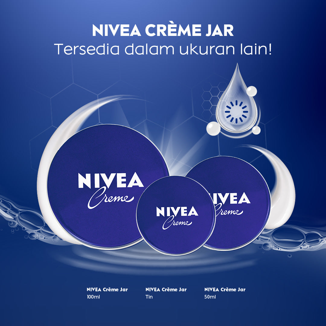 NIVEA Cream Moisturizer Creme Tin 60ml - Hand body krim cream lotion mositurizer multifungsi kaleng biru tua body care kulit kering kasar bersisik pecah-pecah badan wajah muka sikut tumit memperbaiki skin barrier pelembab melembutkan badan - Eucerit