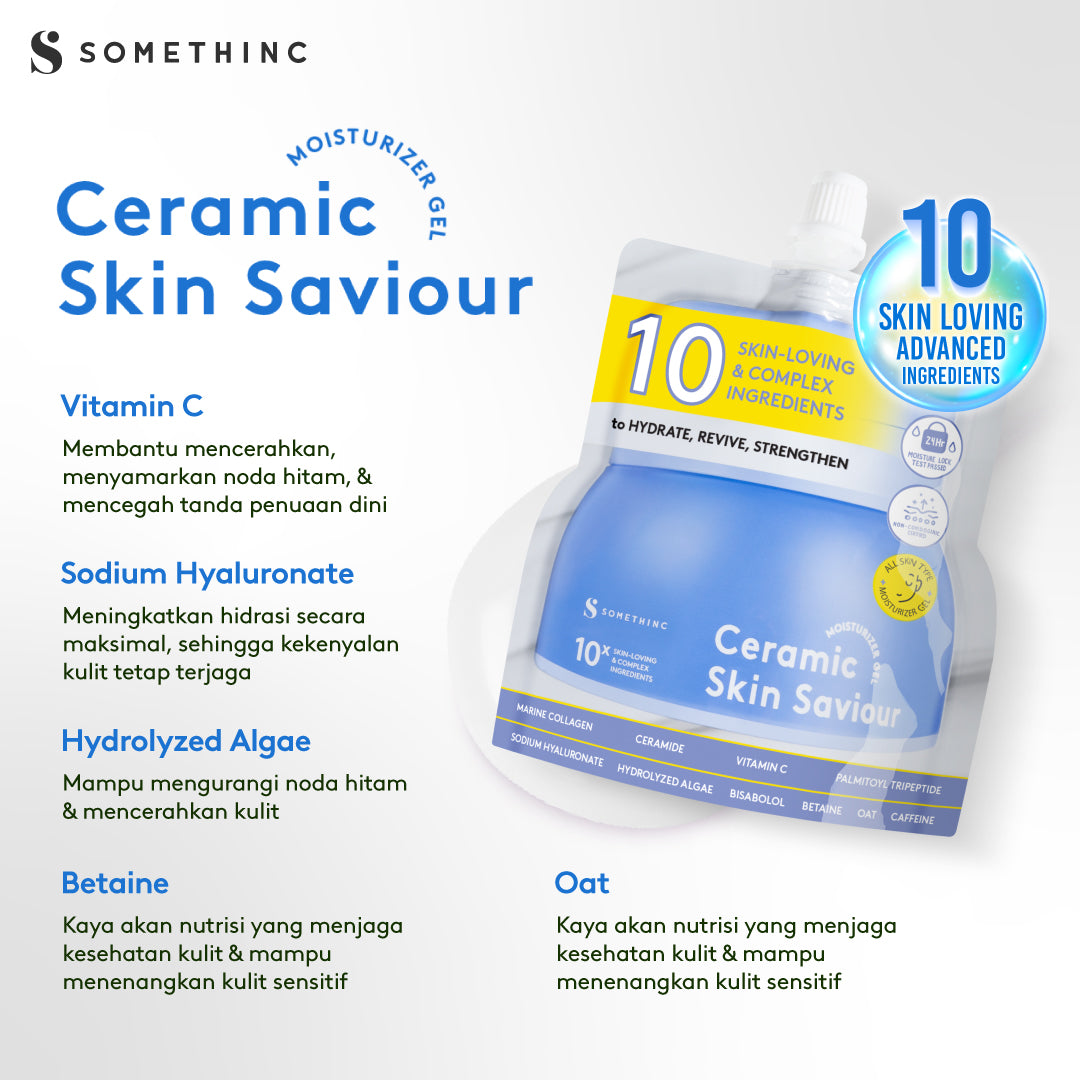 SOMETHINC CERAMIC SKIN Saviour Moisturizer Gel - Cocok untuk Acne dan Kulit Sensitif, Moisturizer Non comedogenic, Melembapkan , Mengurangi kemerahan. Pelembab kulit tidak menyumbat pori