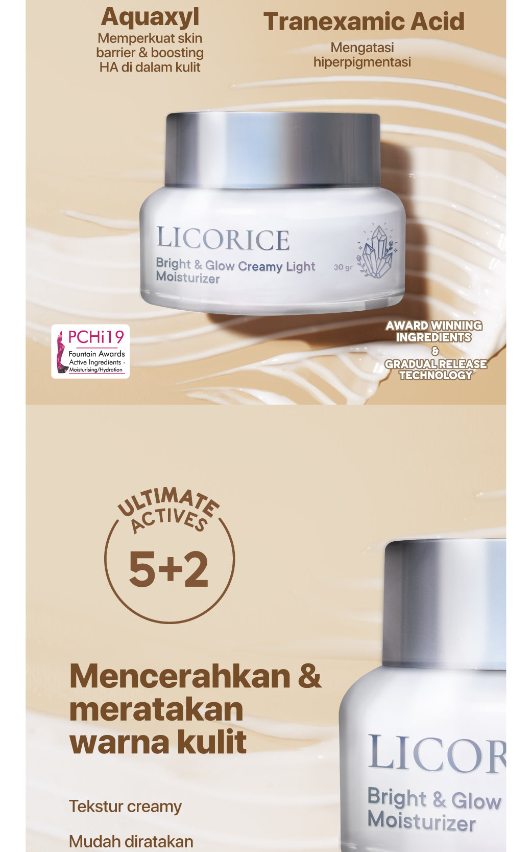 NPURE Licorice Bright & Glow Creamy light Moisturizer  / Creamy Light / Brightening Cream / 5X Bright Boost / Pelembap Wajah Cerah Glowing Semua Jenis Kulit