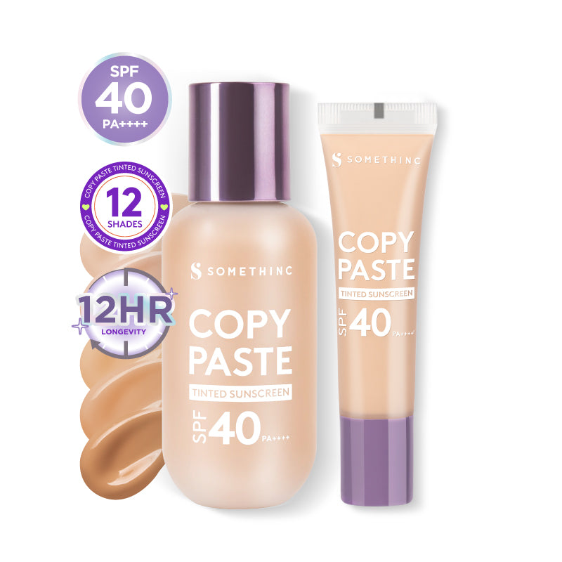 SOMETHINC Copy Paste Tinted Sunscreen SPF 40 PA++++ - Skin Tint Ringan Dengan Finish Dewy | Meratakan Warna Kulit Serta Melindungi Wajah Dari UVA & UVB, Mengandung skincare dan Tahan Lama