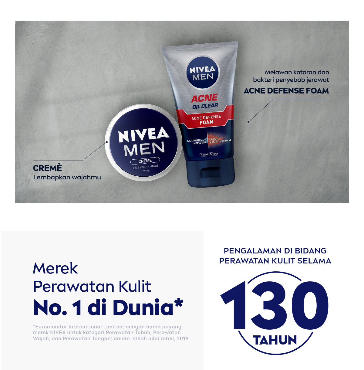 NIVEA MEN Facial Foam Oil Clear Acne Defense 100ml - Sabun cuci muka pria bebas jerawat anti bakteri pembersih wajah kulit berminyak face wash oily acne prone skin membersihkan komedo mengecilkan pori - Magnolia Power, L-Carnitine