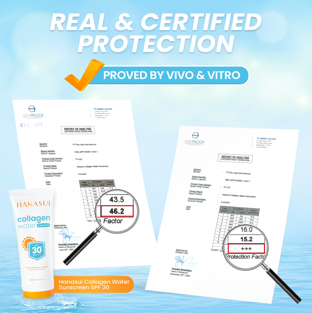 Hanasui Collagen Water Sunscreen SPF 30 - Ringan & Mencerahkan Kulit No Whitecast Tidak Kusam Berminyak