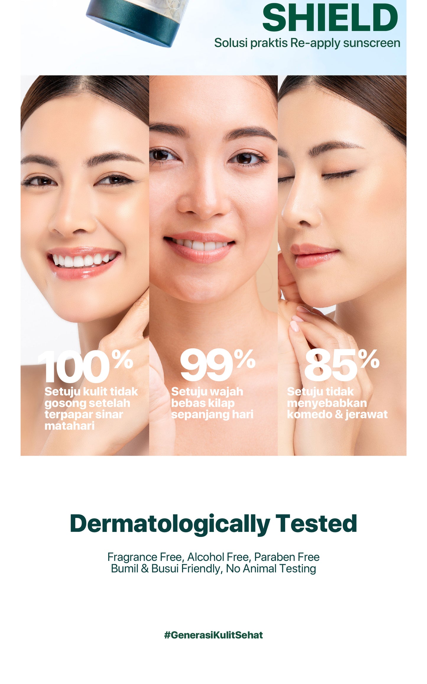 SUNSCREEN POWDER - NPURE Sunscreen Powder Cica SPF 35 PA++++ / Beat the Sun Powder / Sunscreen Bedak & Brush / Bedak Bebas Kilap Minyak