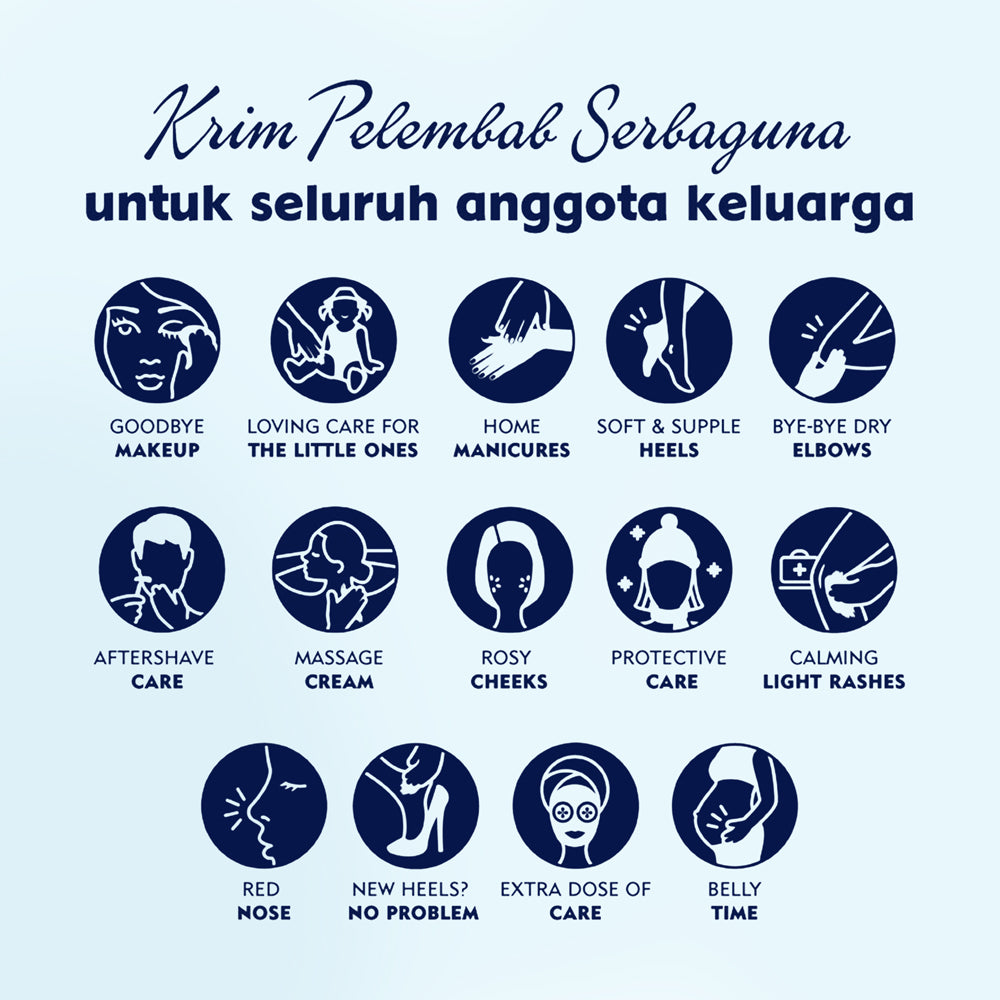 NIVEA Cream Moisturizer Creme Tin 60ml - Hand body krim cream lotion mositurizer multifungsi kaleng biru tua body care kulit kering kasar bersisik pecah-pecah badan wajah muka sikut tumit memperbaiki skin barrier pelembab melembutkan badan - Eucerit