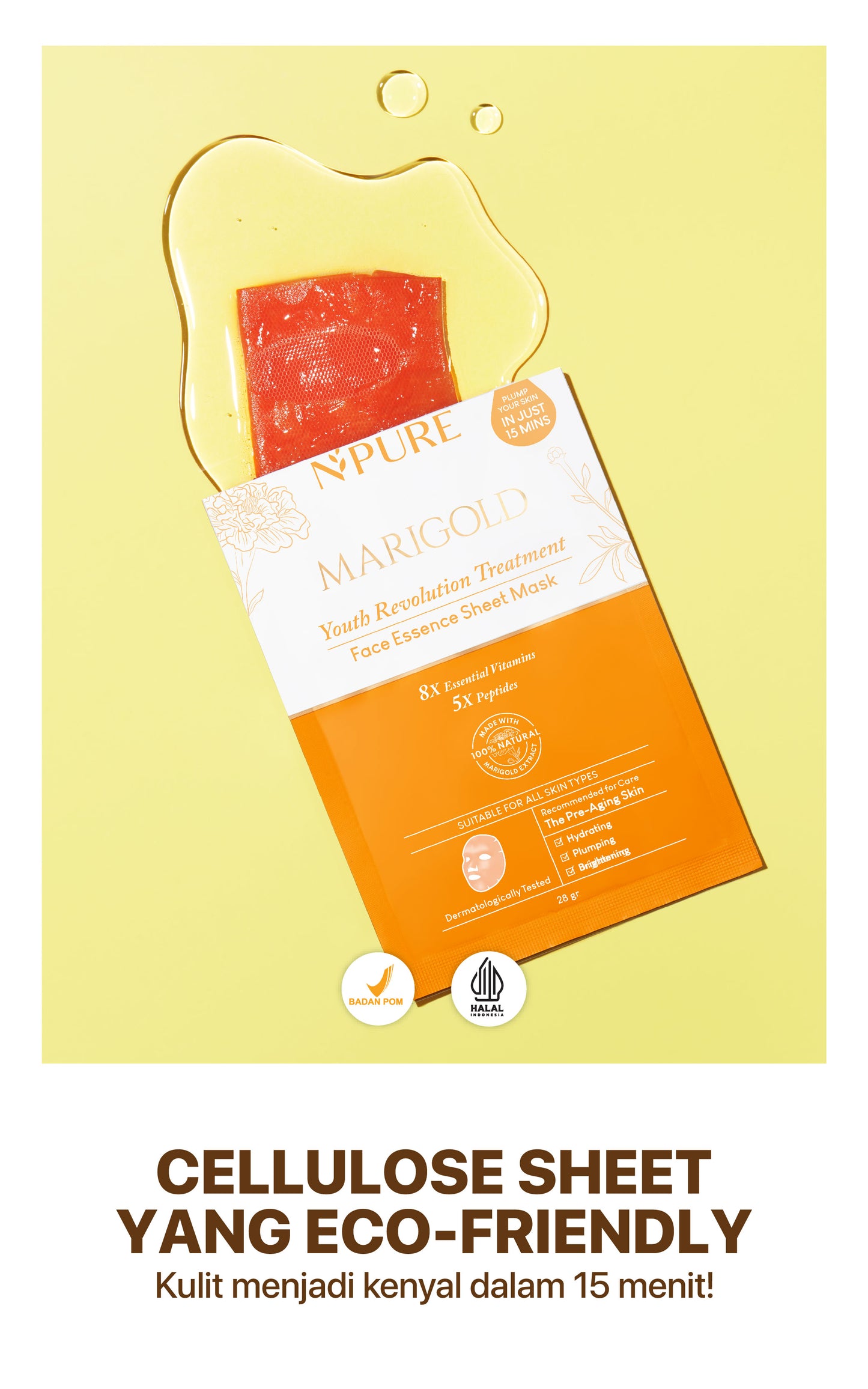 NPURE Sheet Mask Marigold / Youth Revolution / Masker Awet Muda Natural