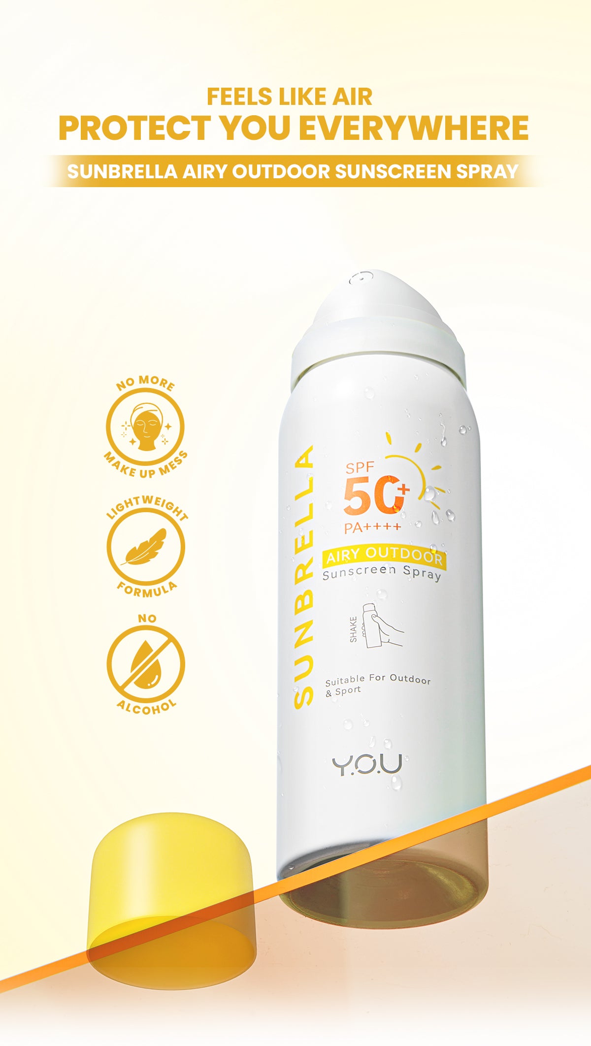 YOU Sunbrella Airy Outdoor Sunscreen Spray SPF50+ PA++++ Tabir Surya Mist Sweatproof and Waterproof [ Best Selling ]