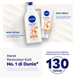 NIVEA Body Serum Extra Bright Care & Protect SPF 15 180ml - Hand body serum lotion moisturizer mencerahkan kulit kusam badan glowing brightening tone up melembabkan kering SPF UV matahari sunscreen - 95% Vitamin C, Grapeseed Oil, 8 Super food