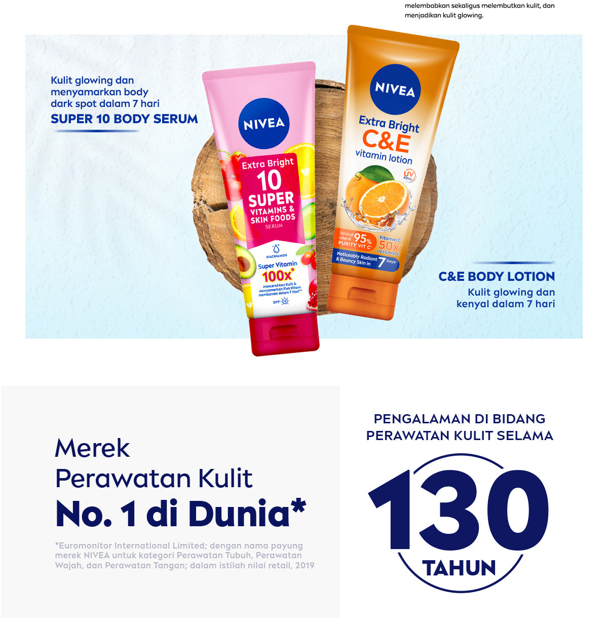 NIVEA Body Serum Extra Bright 10 Super Vitamins SPF15 180ml - Hand body serum lotion moisturizer menyamarkan noda flek hitam dark spot mencerahkan kulit kusam badan glowing brightening tone up melembabkan - 10x Vitamin C, Niacinamide, Pomegranate