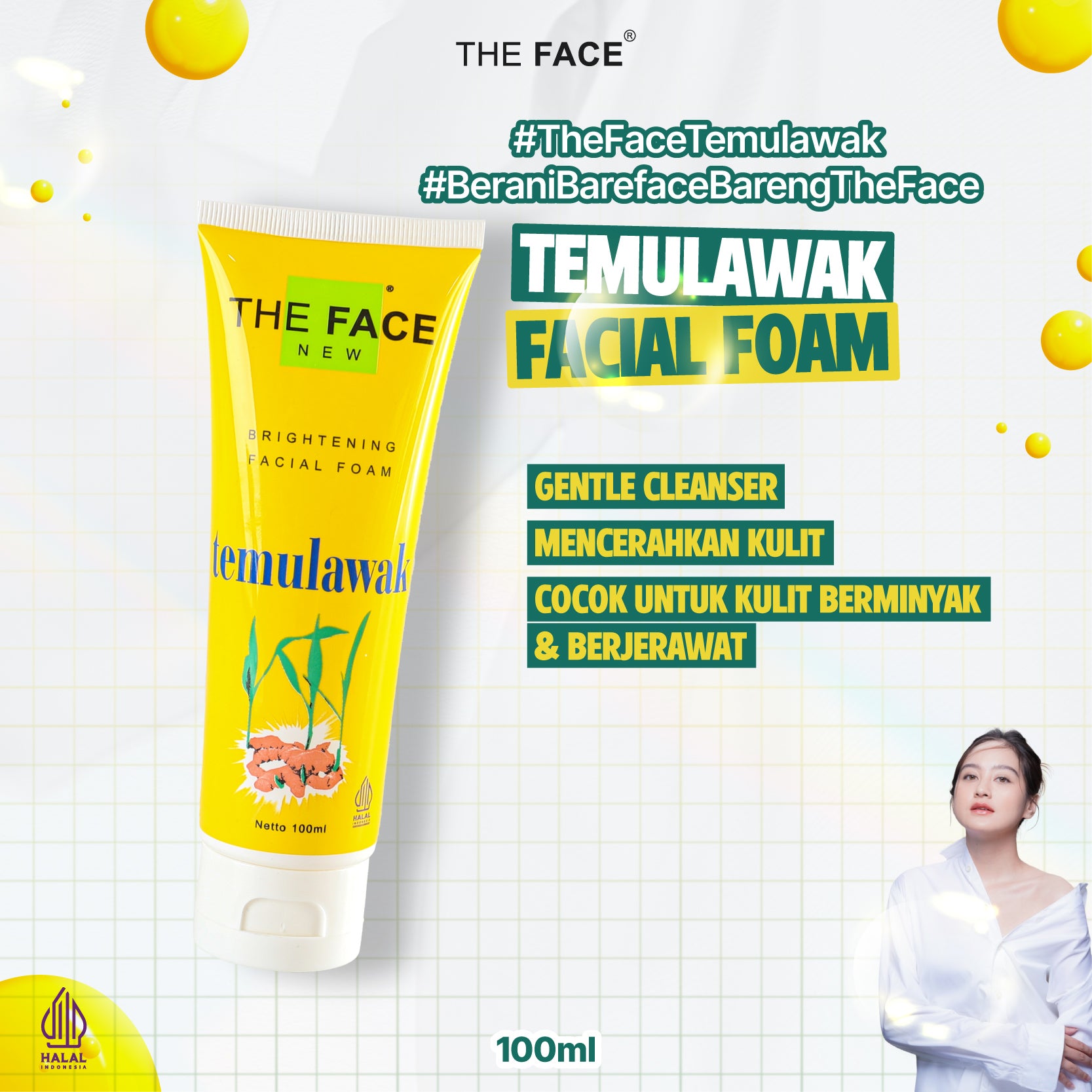 THE FACE Temulawak  Facial Foam 100ml With Ekstrak Temulawak and Niacinamide - Sabun Pembersih Wajah