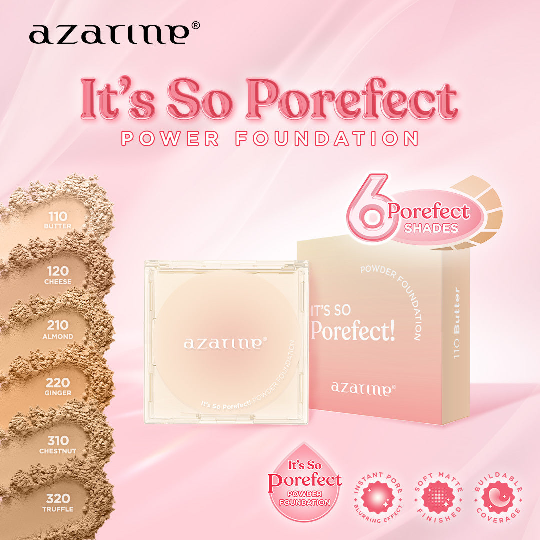 Azarine It's So Porefect! Powder Foundation [8 gr] Bedak Padat Two Way Cake Buildable Coverage with Instant Pore Blurring Effect TWC