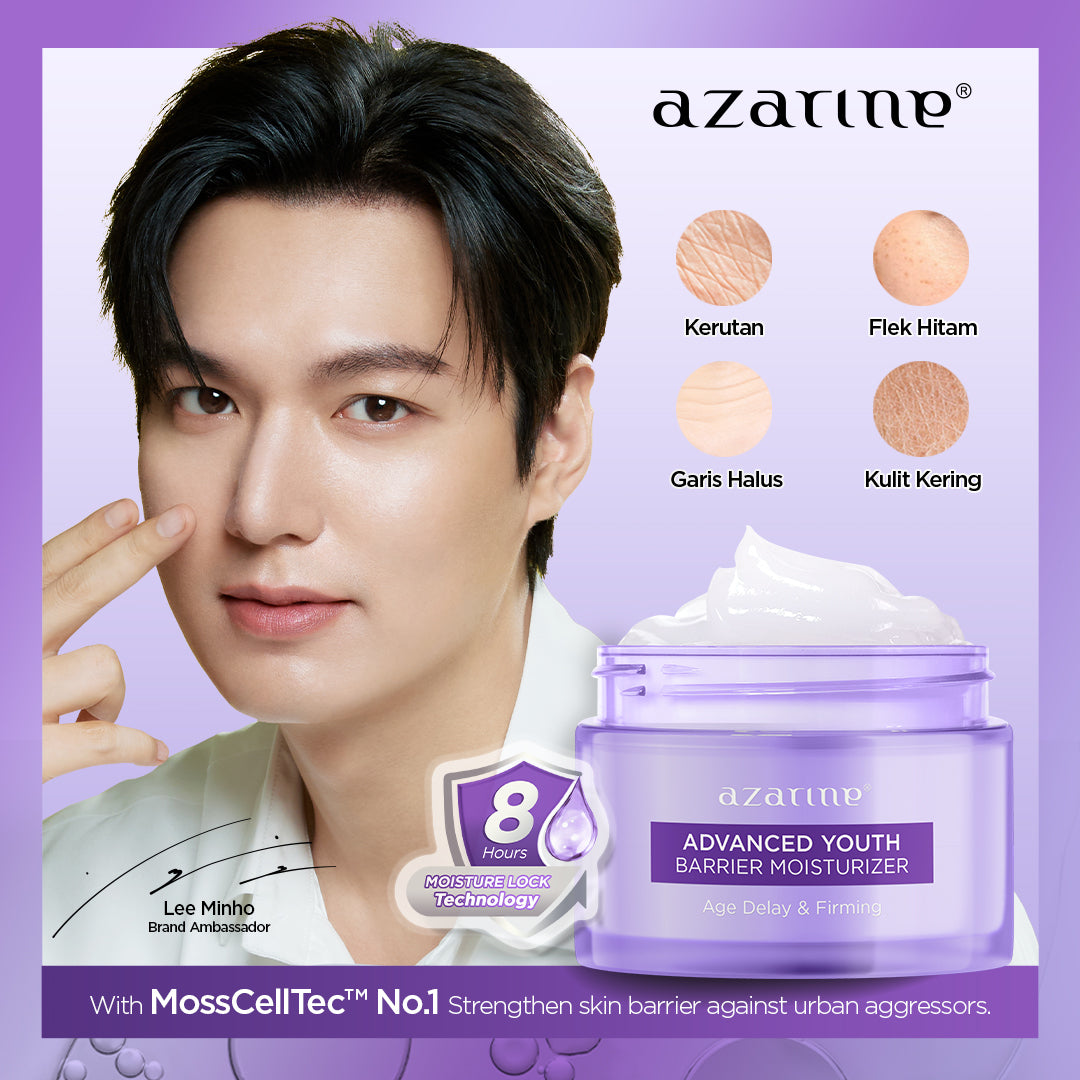 [Twin Pack] Azarine Barrier Moisturizer Series Pelembab Wajah Cream Gel Facial Moisturizer Instant Moist Mencerahkan Kulit Kusam Berjerawat Sensitif [2x30g]