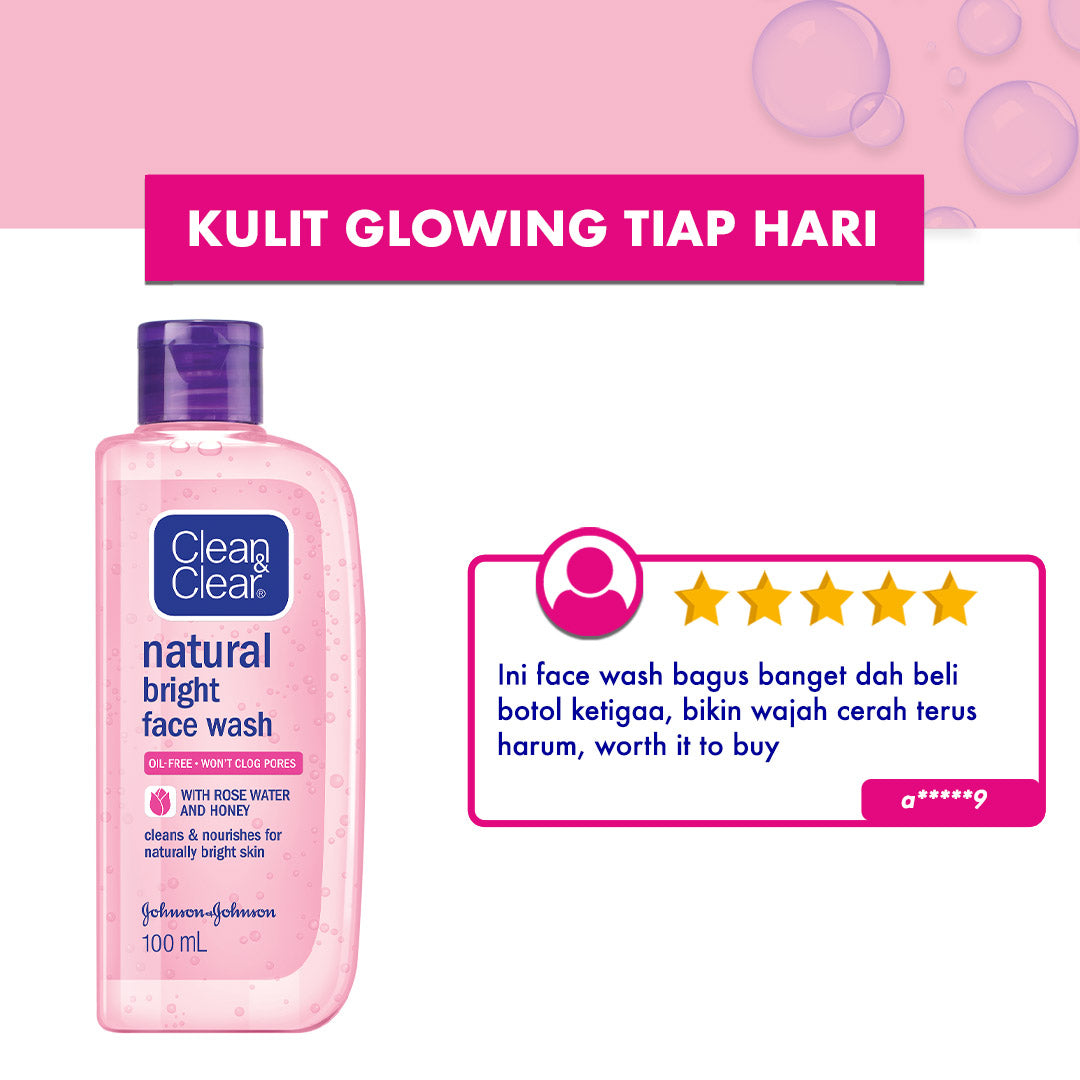 Clean & Clear Natural Bright Face Wash Sabun Cuci Muka Pembersih Pencerah Wajah 100ml
