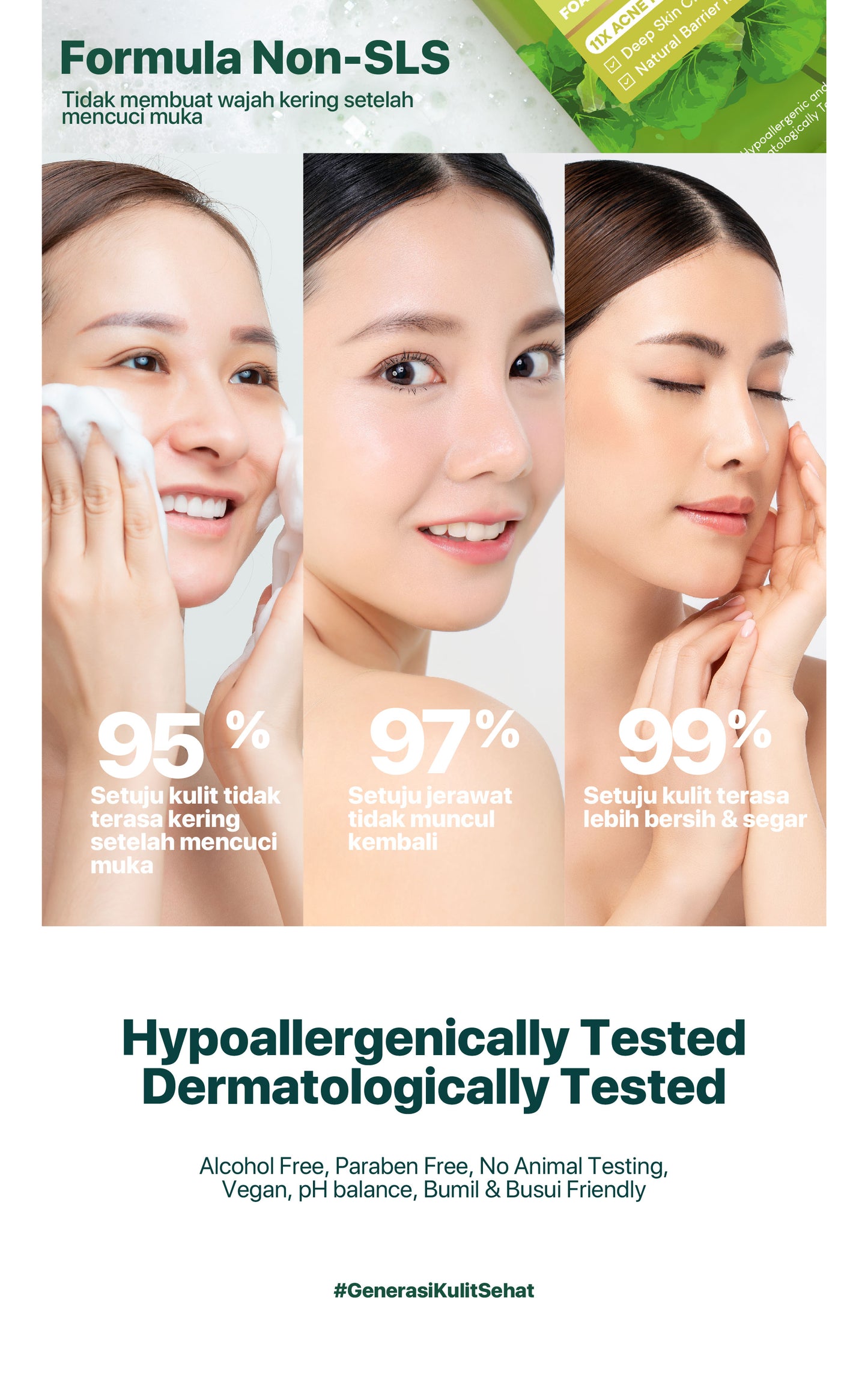 CICA FACE WASH - NPURE Facial Wash Cica / Anti Acne Facial Foam / Sabun Muka Anti Jerawat Berminyak