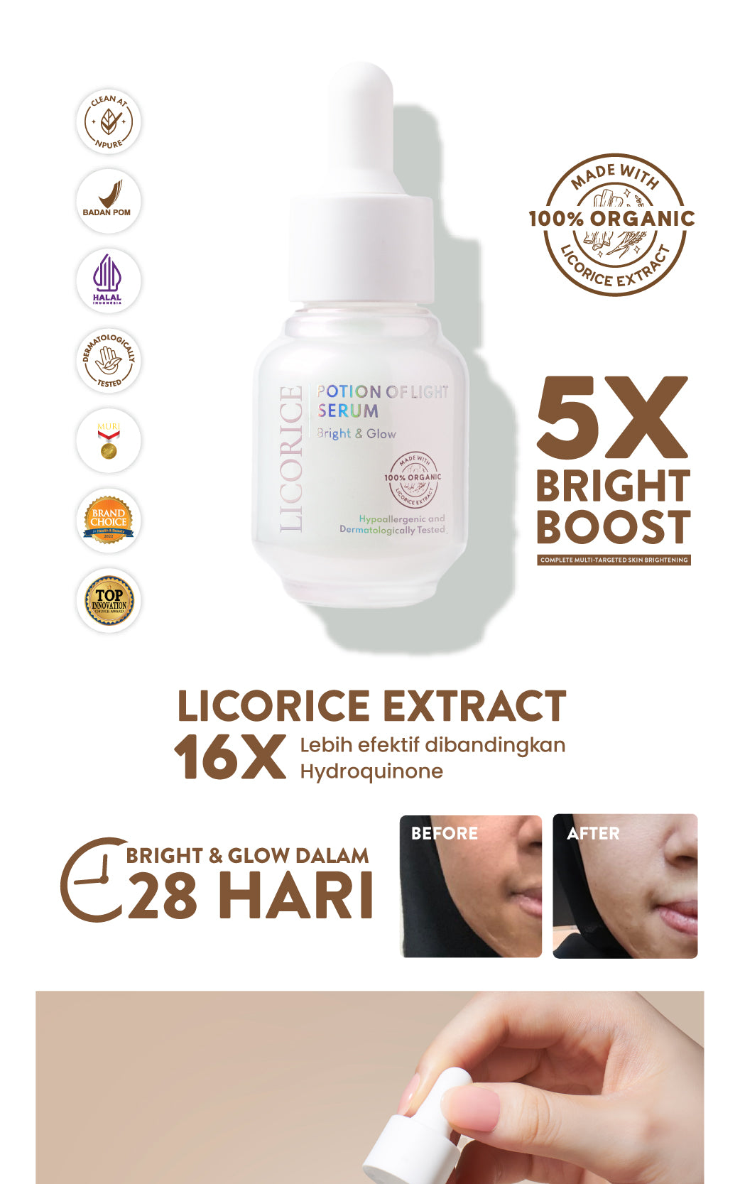 LICORICE SERUM - NPURE Licorice Bright & Glow Potion Of Light Face Serum 20ml / Potion of Light / Brightening Serum / Serum Brightening / Wajah Cerah Glowing Flek Hitam / Aman Bumil Busui