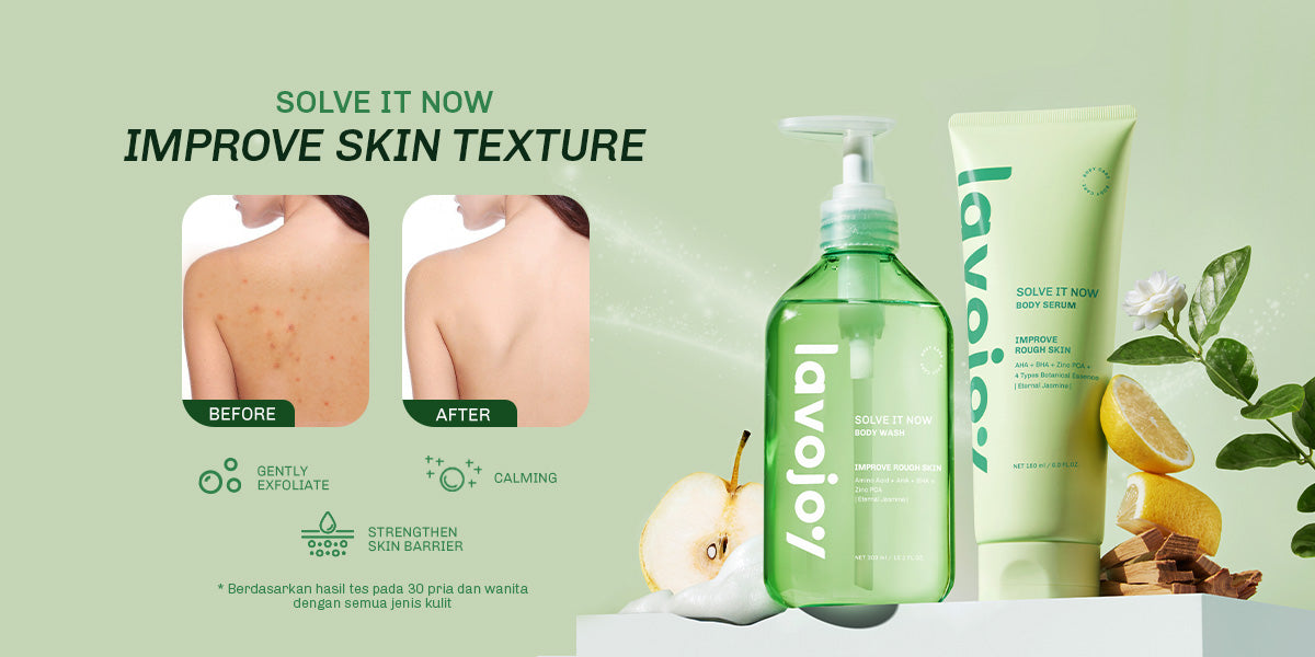 Lavojoy Solve It Now Body Wash | Sabun Mandi Cair Untuk Melembabkan Kulit Sensitif,  Merawat Kulit Berjerawat Dan Menghaluskan Tekstur Kulit Kasar | Mengandung Amino Acid, AHA, BHA Dan Zinc PCA