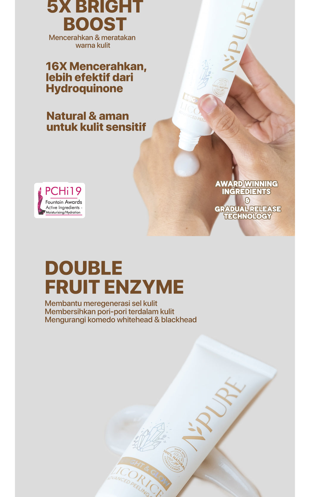 NPURE Peeling Gel Licorice / Advance Exfoliating / Brightening Glowing / Peeling Gel Penghilang Daki / Glowing Cerah