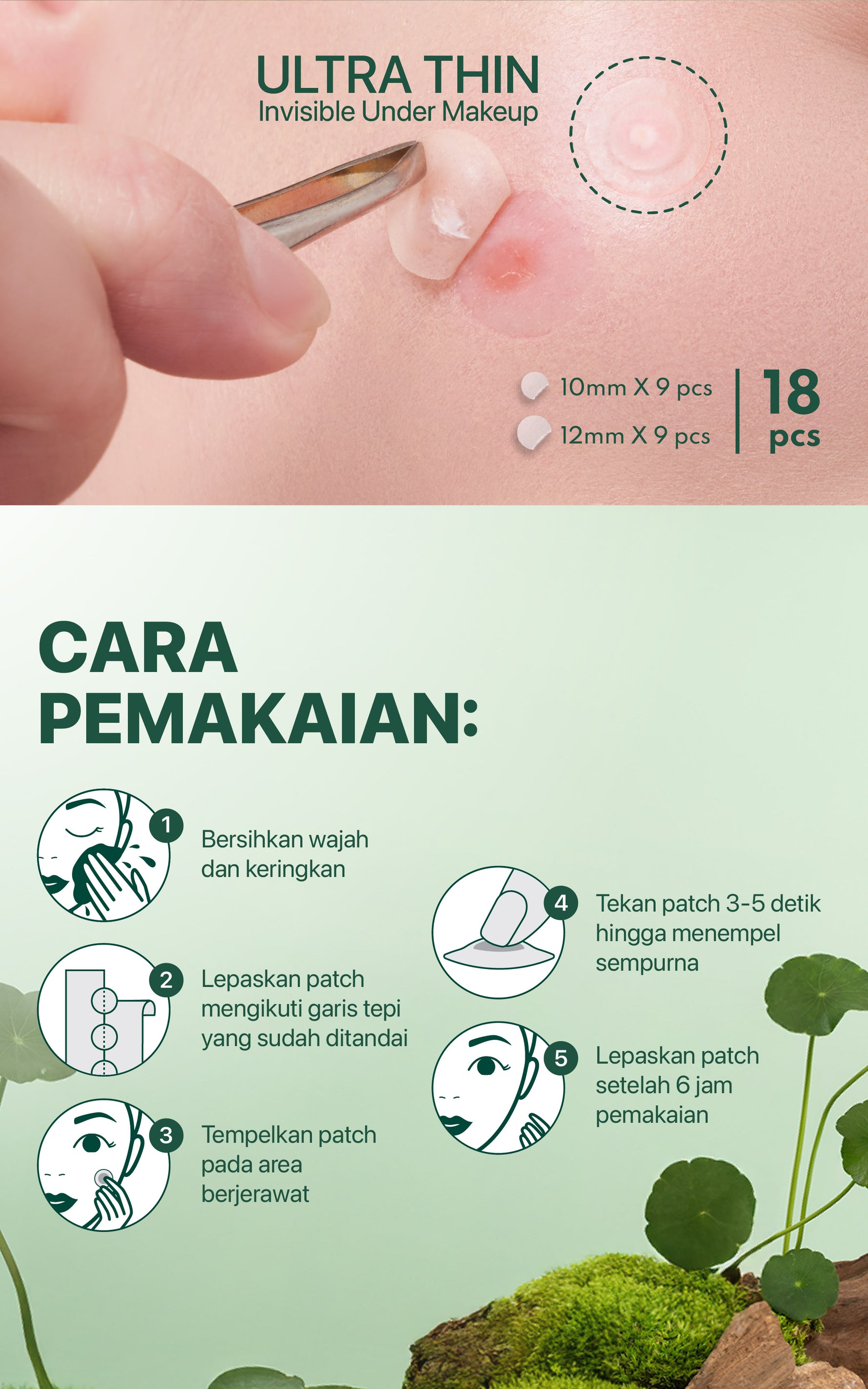 NPURE Acne Clear Patch isi 18Pcs / Ultra thin layer / Patch Jerawat / Acne Skin / Untuk kulit Berjerawat