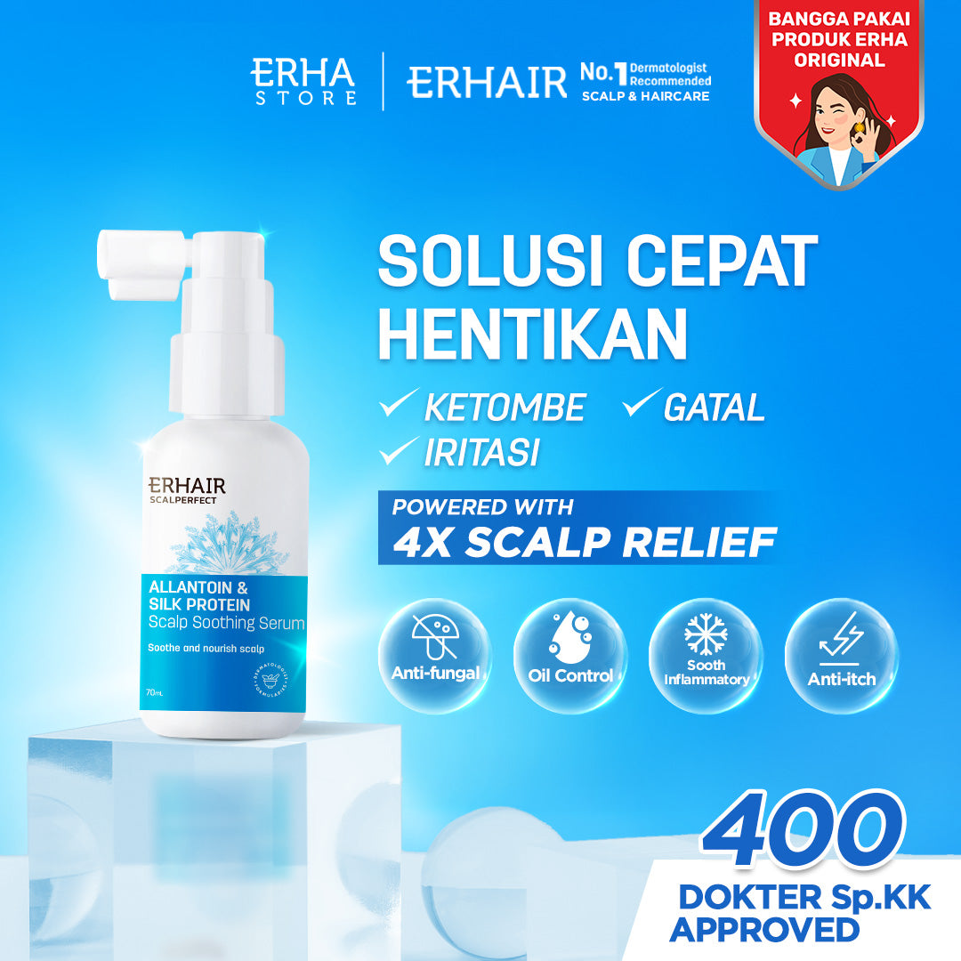 [SERUM ANTI KETOMBE] ERHAIR Scalperfect Soothing Scalp Serum 70 ml - Menenangkan Kulit Kepala Gatal, Iritasi, Minyak dan Mengurangi Ketombe Seboroik