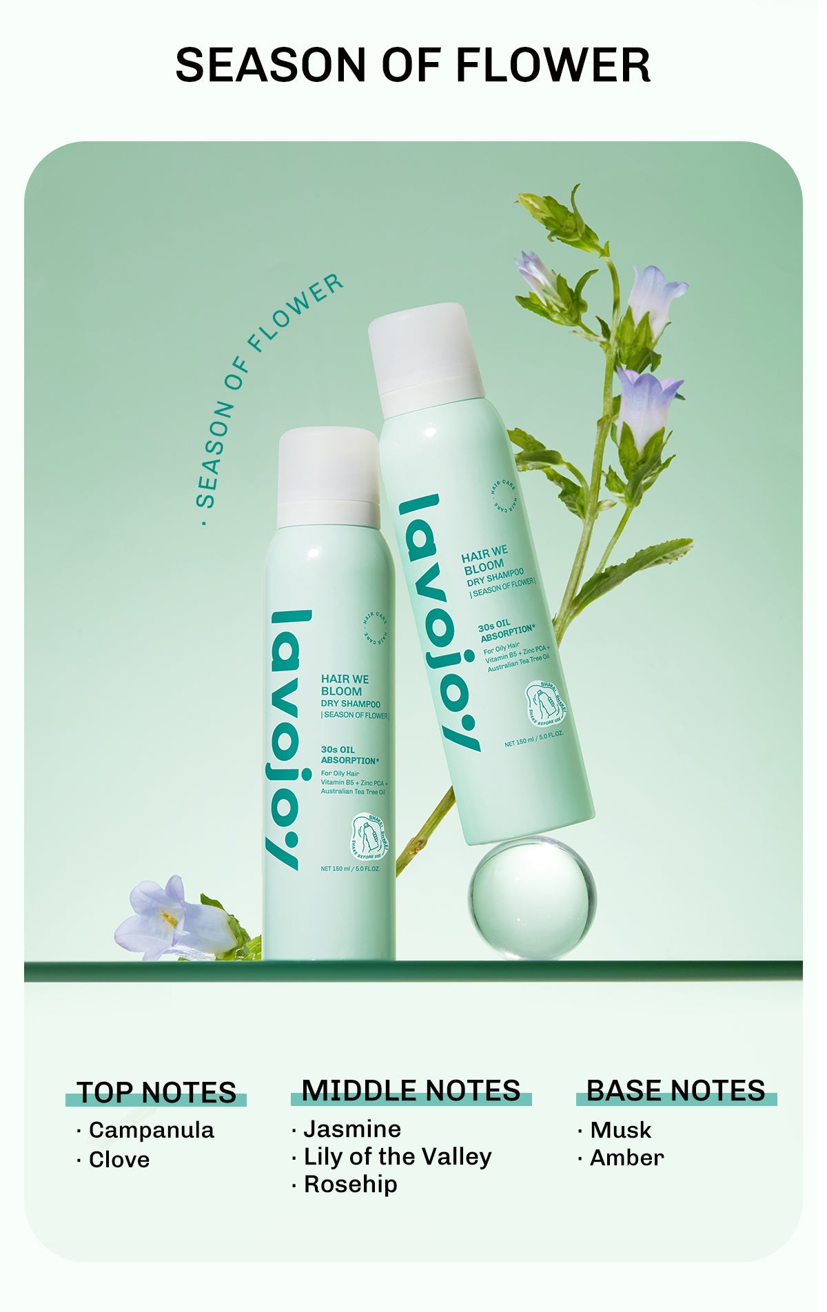 Lavojoy Hair We Bloom Dry Shampoo Season of Flower - Dry Shampoo Atasi Kulit Kepala Berminyak, Scalp Friendly, Tanpa Residu Putih, Dengan Kandungan Zinc PCA Dan Tea Tree Oil