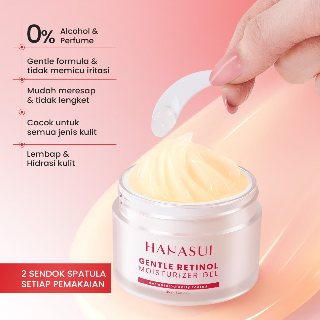 [NEW] HANASUI Gentle Retinol Moisturizer Gel 30g - Pelembab Gel Lembap & Cegah Tanda Penuaan Dini - 3 Retinol Complex - Encapsulated Retinol & HPR