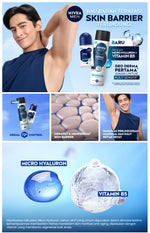 NIVEA MEN Deodorant Spray Derma Control Defend 150ml - Deodoran semprot pria skin barrier kulit ketiak sensitif anti keringat berlebih bau badan penggunaan harian dermatologis tidak lengket - Hyaluron, Vitamin B5, Antiperspiran, 0% Alkohol, Halal