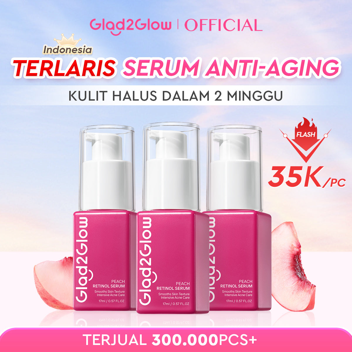 Glad2Glow Serum Series Peeling Serum Exfoliating Serum Bright Serum Glad2Glow Serum Mencerahkan Wajah Serum Pemutih Wajah Serum Retinol Serum Dark Spot Serum Acne Spot Serum Jerawat Glowing Serum Whitening Serum Brightening Serum Glow G2G Serum Niacinamid