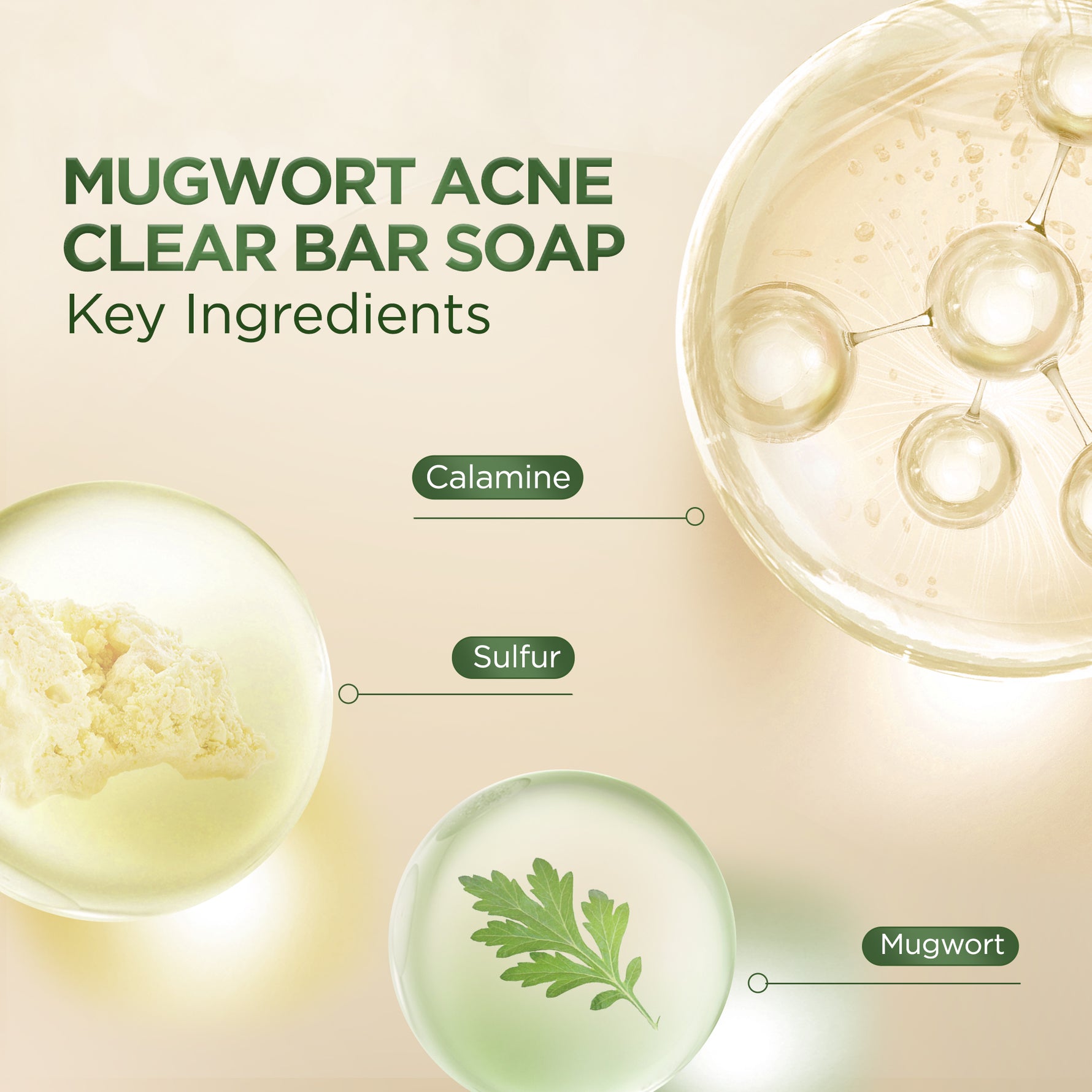ACNAWAY Mugwort Acne Clear Bar Soap - Sabun Organik Natural Acne Soap untuk Jerawat Badan Tanpa Paraben & Alkohol with Sulfur Calamine Herbal