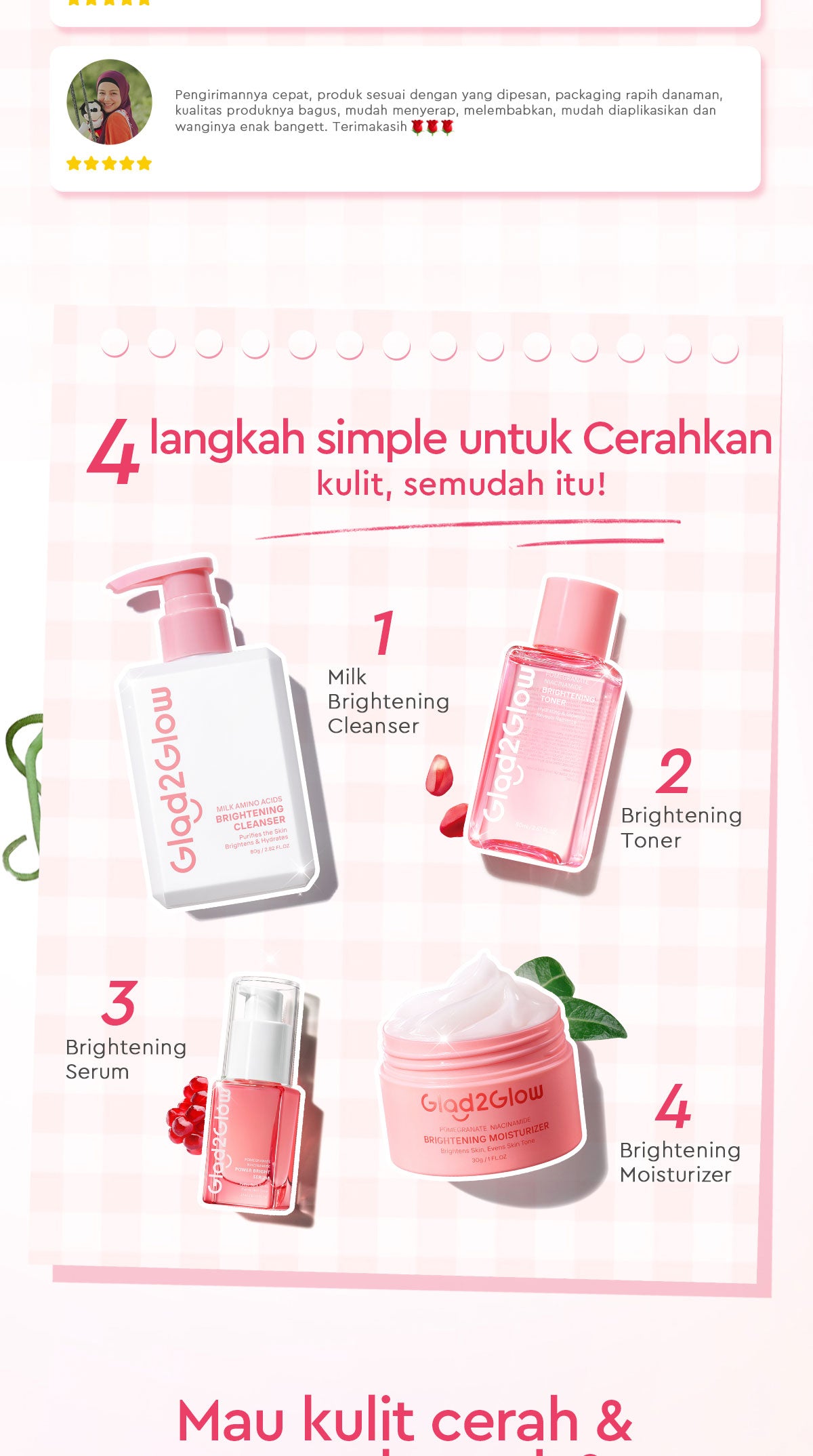 [Isi Besar Hemat]Glad2Glow Moisturizer Series100G Water Gel Niacinamide Brightening Retinol CentellaMencerahkan Pemutih Kulit Pelembab Bercahaya Krim Siang dan Malam Perawatan Kulit Ekstrak Delima Asam Lemak Asam Delima Wajah G2glow official store