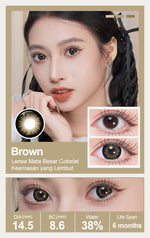 0.00 ~-8.00 Magister Softlens Minus 14.5m Lensa Kontak Minus Lensa Mata Besar Coklat Hitam 6 bulan 1 pasang