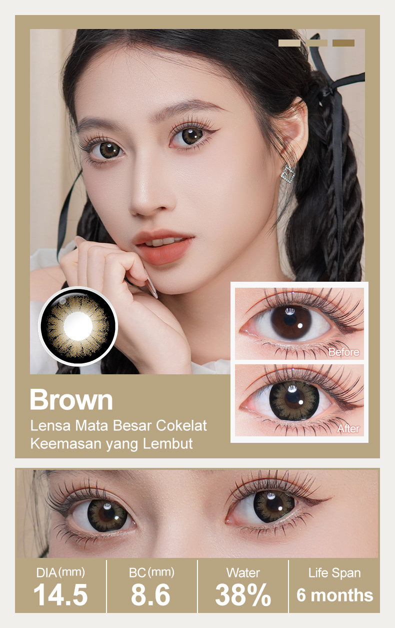 0.00 ~-8.00 Magister Softlens Minus 14.5m Lensa Kontak Minus Lensa Mata Besar Coklat Hitam 6 bulan 1 pasang