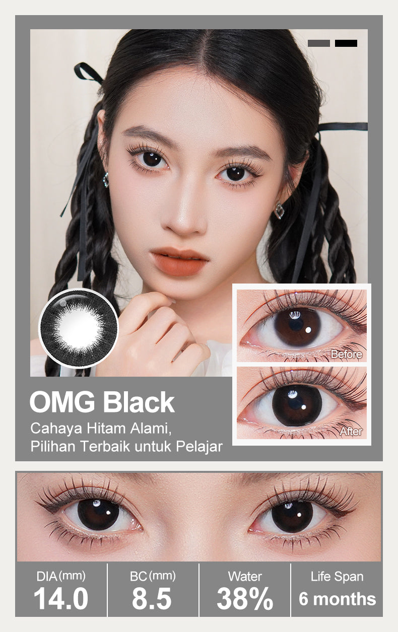 [0.00~-6.00]Magister Softlens Minus OMG Sepasang Lensa Kontak Warna Diameter 14.00mm 6bulan