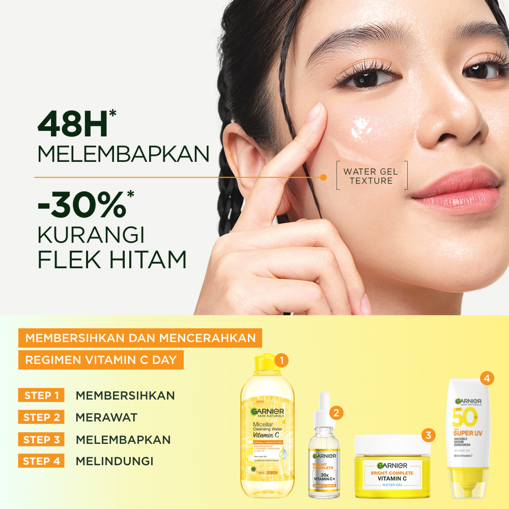 [PAKET HEMAT ISI 2] GARNIER Bright Complete Vitamin C Ceramide Barrier Moisturizer Gel 50ml - Water Gel Skincare Pelembab Ringan untuk mencerahkan tone up pelembab wajah cream pemutih wajah glowing cepat