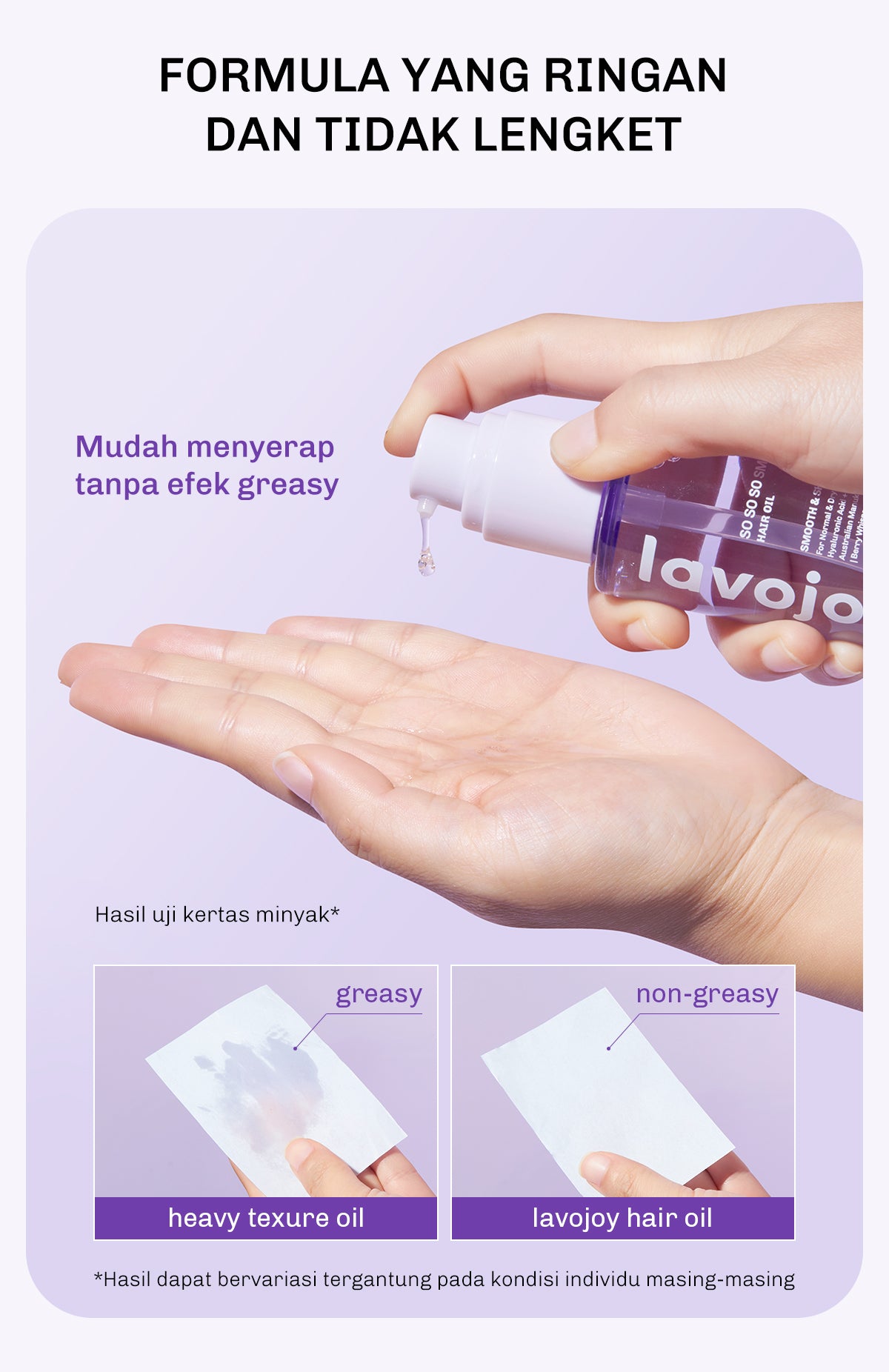 Lavojoy So So So Smooth Hair Oil 80ml  – Hair Oil Rambut Kering & Kusut, Melembutkan, Mengurangi Rambut Mengembang, Perlindungan Rambut Dari Panas Berlebih, Dengan 9 Natural Oils & Vitamin E