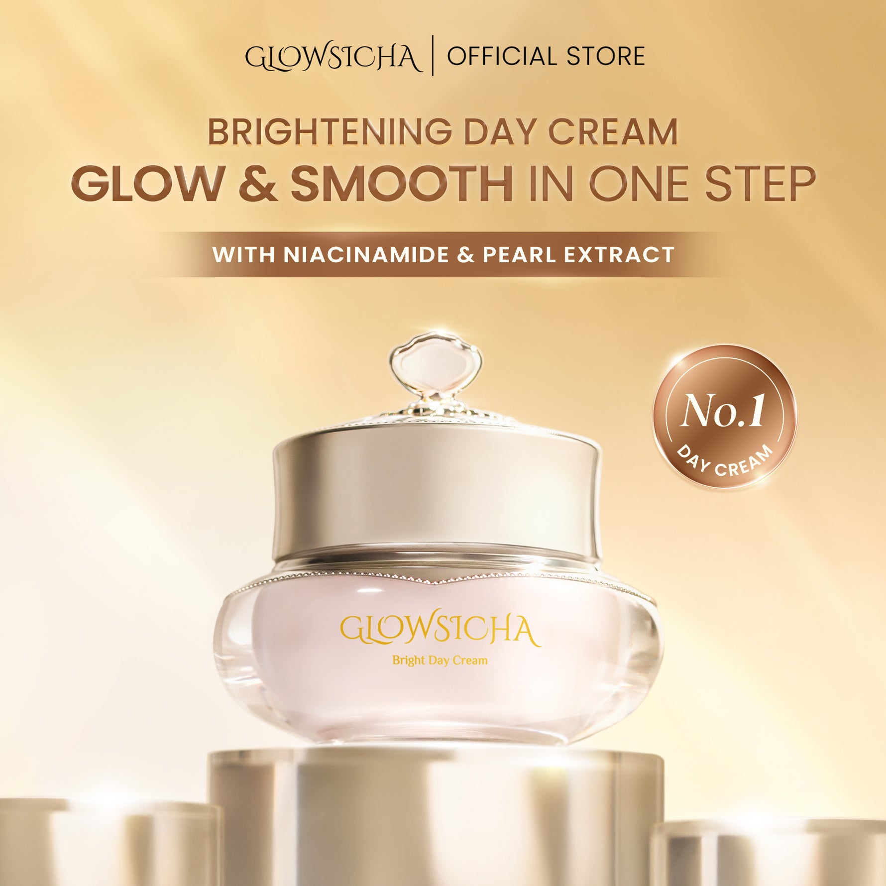 Glowsicha - Bright Day Cream tone up cerah moisturizer Pelembab Bercahaya Krim Siang Dengan Niacinamide brightening wajah cream pemutih wajah day cream Night Cream whitening skincare glowing BB cream Membantu Mencerahkan Wajah moist