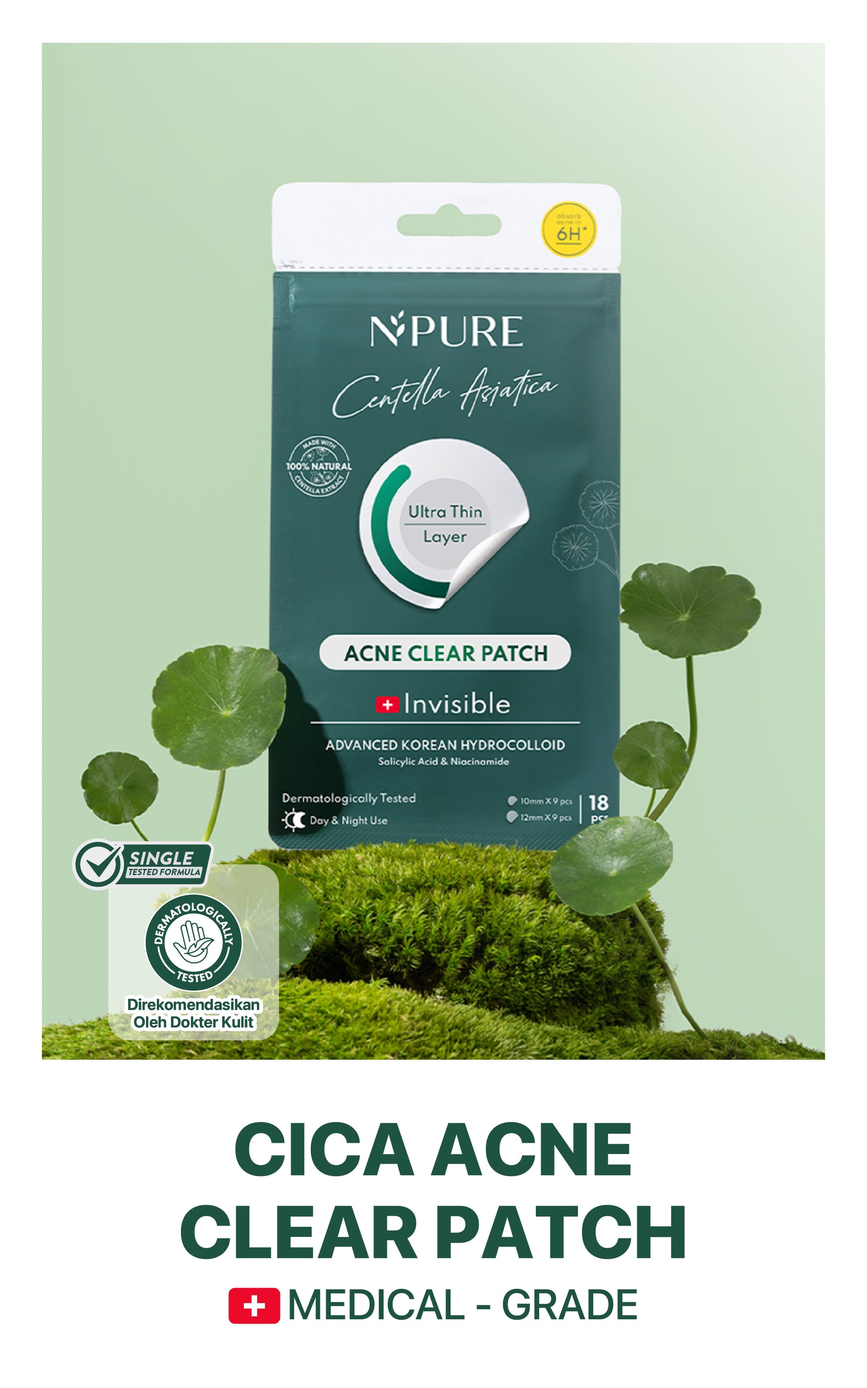 NPURE Acne Clear Patch isi 18Pcs / Ultra thin layer / Patch Jerawat / Acne Skin / Untuk kulit Berjerawat