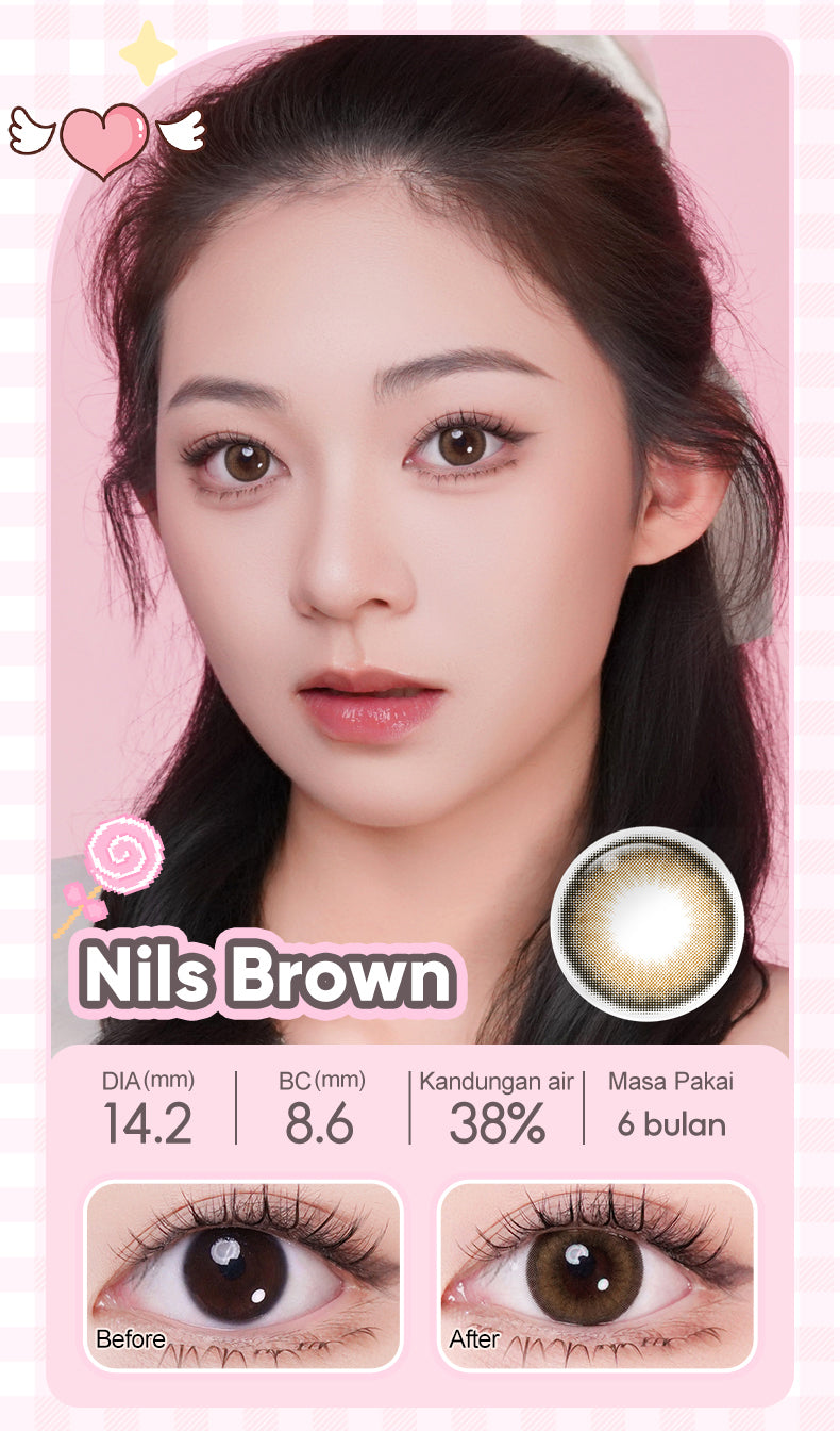 [0.00 s/d -6.00] Magister Softlens Minus NILS Seris 14.2mm Soflen 6Bulan Nils Brown