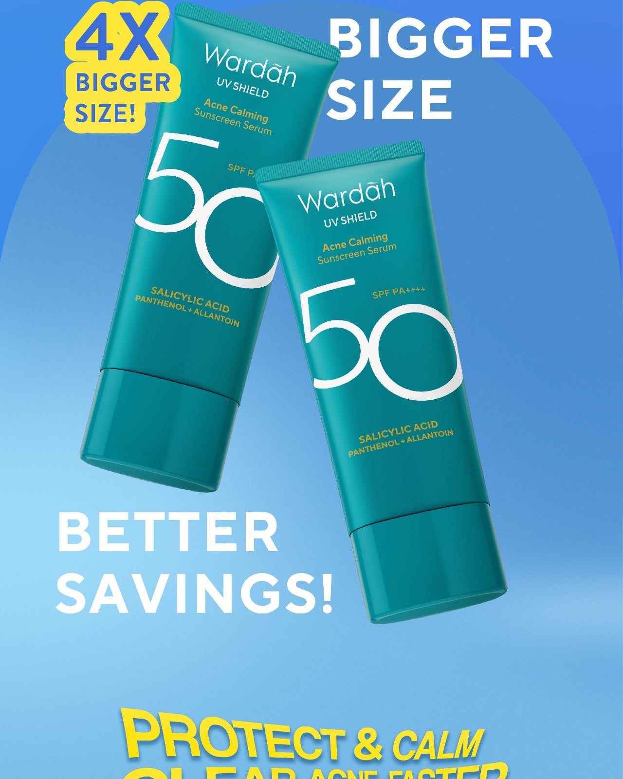 WARDAH UV Shield Acne Calming Sunscreen Serum SPF 50 PA 25ml 40 ml 100ml Sunscreen Wajah Meredakan Jerawat Ringan Mudah Meresap Calming and Repair Boosting Skincare