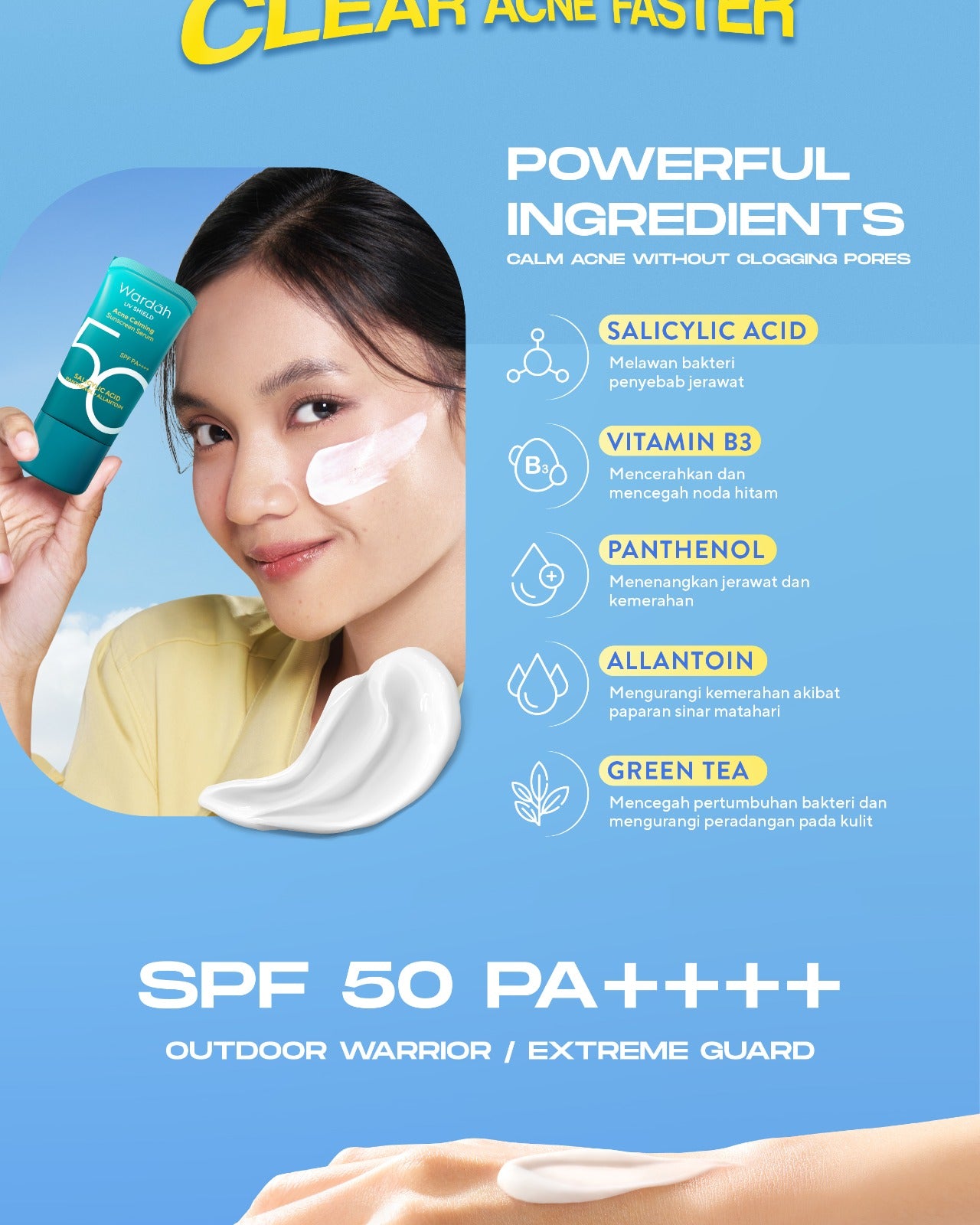 NEW PACKAGING! Wardah UV Shield Acne Calming Sunscreen Moisturizer SPF 35 PA+++ Single, Twinpack, Triple Pack Sunscreen Wajah - Meredakan Jerawat, Ringan, Mudah Meresap Calming and Repair Boosting  - Sunscreen Wajah Glowing BPOM - Skincare