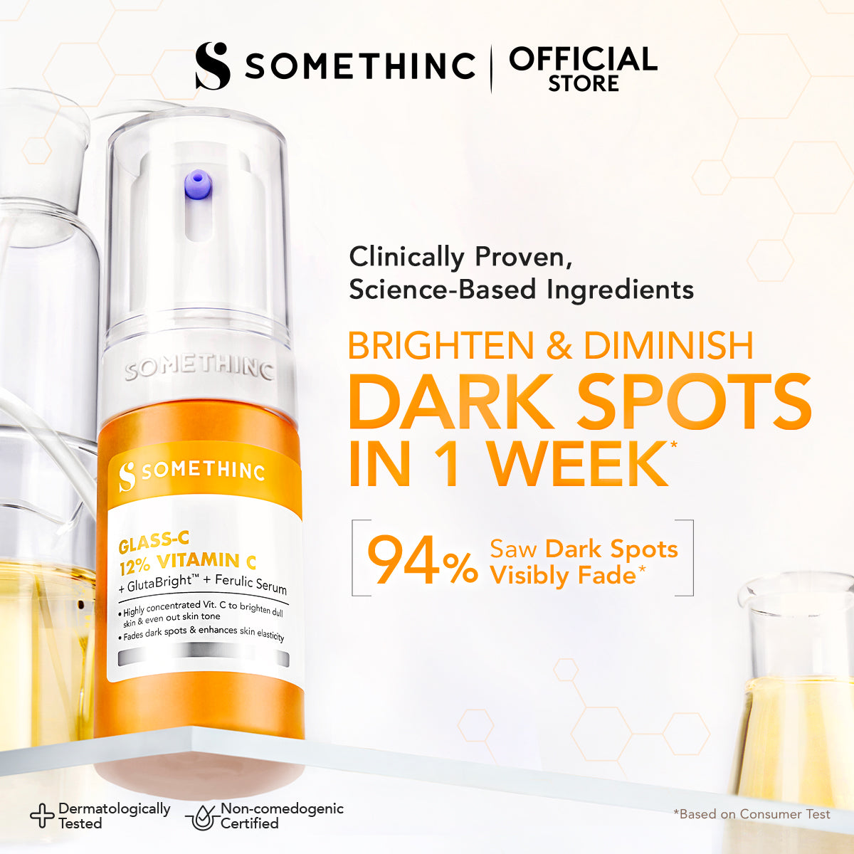 [BARU!] SOMETHINC GLASS-C 12% VITAMIN C + GlutaBright + FERULIC Serum - Mencerahkan wajah, Serum Brigthening hapus dark Spot, Age Spot & Freckles, Glowing Serum