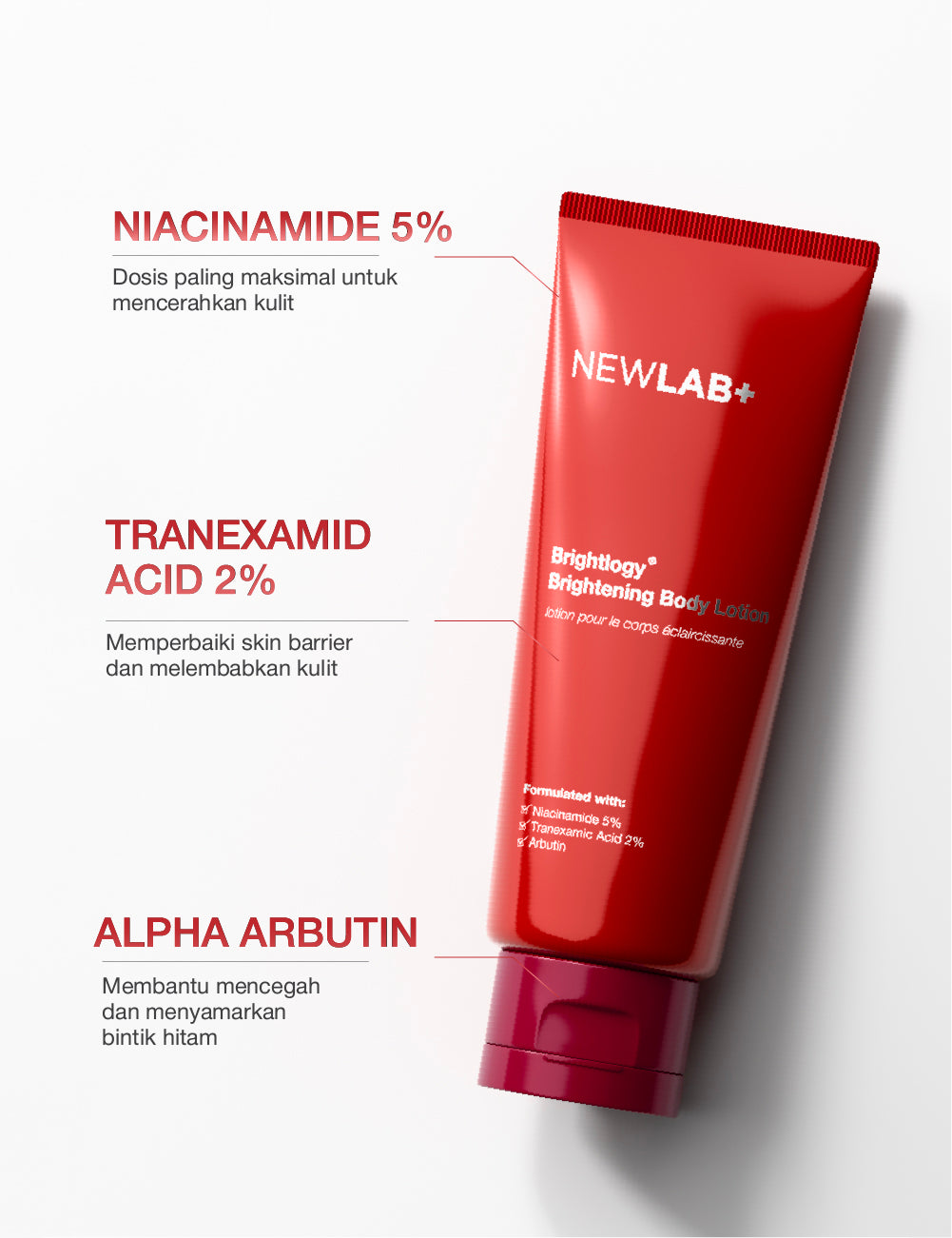 NEWLAB Brightlogy Body Lotion | Body Care, Hand Body & Hand Cream | Body Serum untuk Mencerahkan Tangan dan Tubuh BPOM 180ml