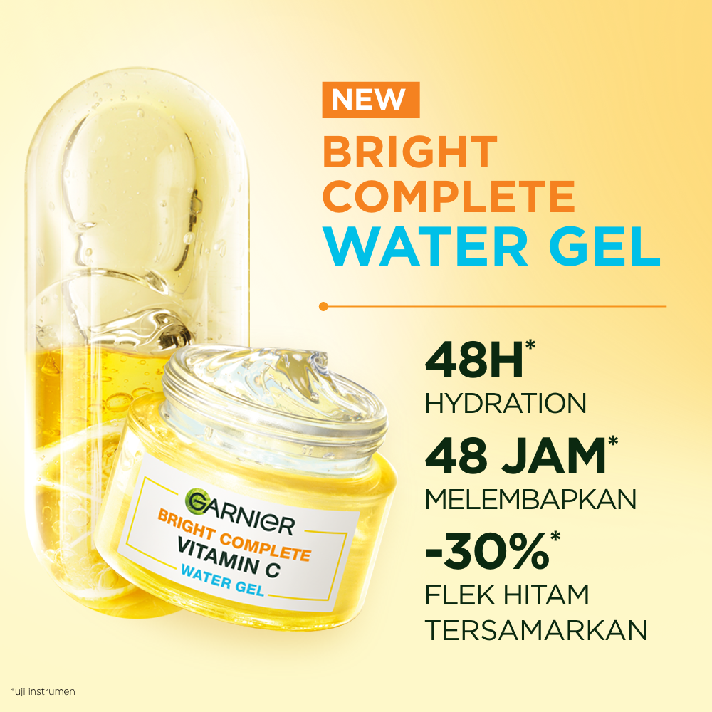 GARNIER Bright Complete Vitamin C Ceramide Barrier Moisturizer Gel 50ml - Water Gel Skincare Pelembab Ringan untuk mencerahkan tone up pelembab wajah cream pemutih wajah glowing cepat