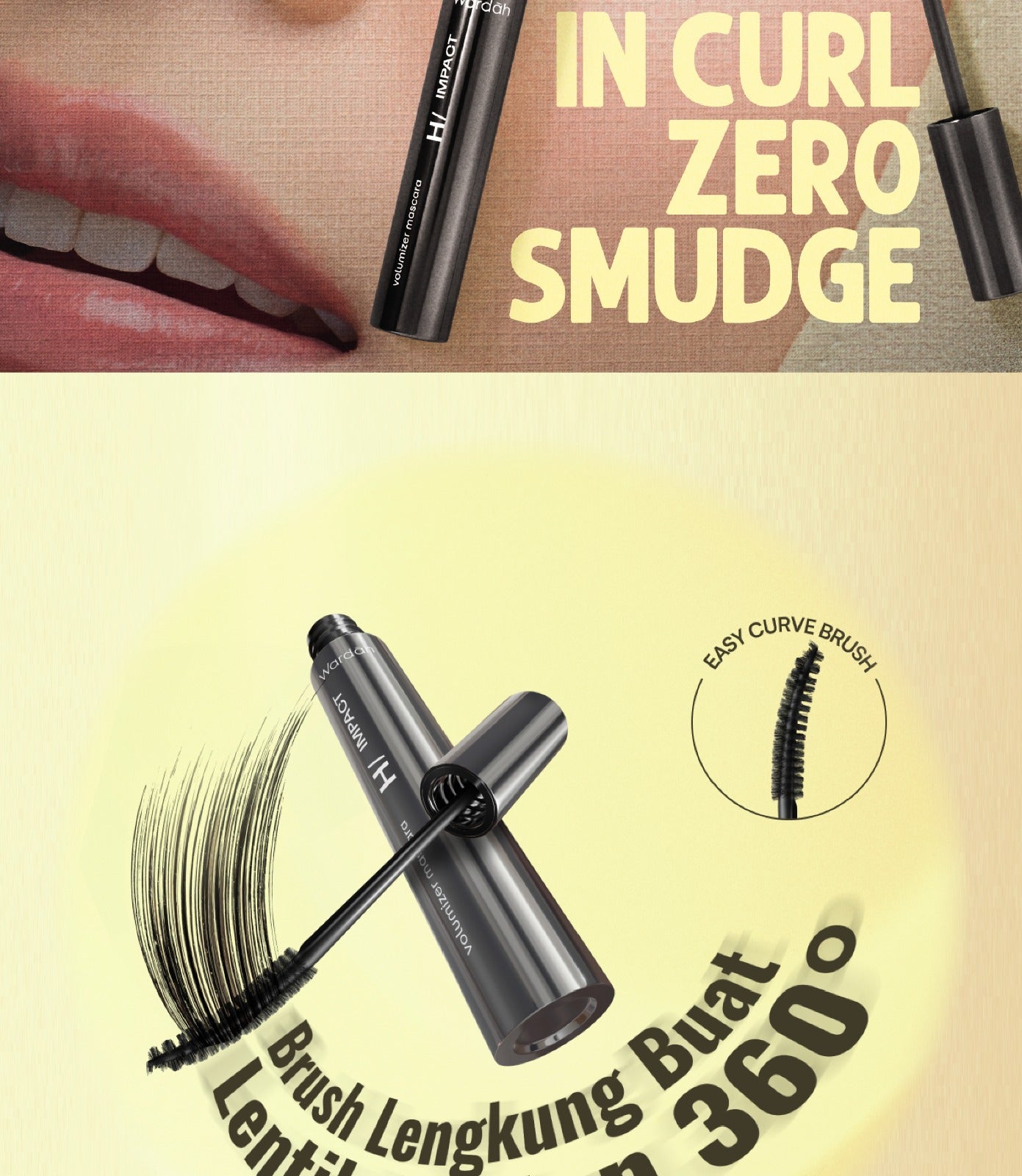 [MASCARA SASHFIR] NEW! WARDAH Hi-Impact Volumizer Mascara 13X Volume & Curl Effect - Mascara Waterproof - Maskara Jigrak - No Fake Lashes - Bulu Mata Lentik Panjang Tebal Tahan Lama - 24 Jam Longlasting, Smudgeproof, No Clumpy - Eye Makeup