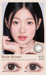 [0.00 s/d -6.00] Magister Softlens Minus Rose softlens 14 mm Lensa kontak berwarna Nude Brown