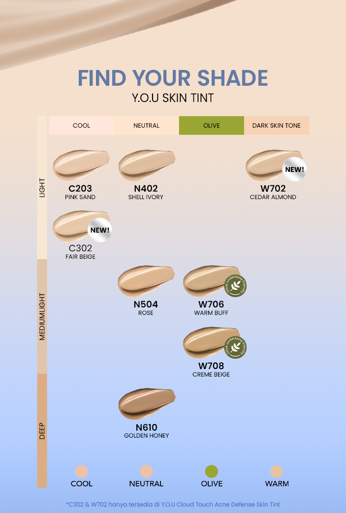 [NEW & UPGRADE] YOU Cloud Touch 3% Niacinamide Brightening Skin Tint For ALL Skin Sensitive Skin Perfect Coverage Liquid Foundation Serum Tint 24h Matte Oil Control SPF 50 No Oxidation