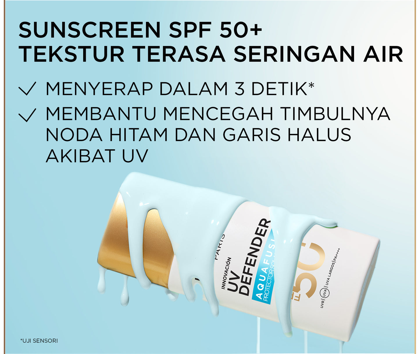 [NEW LAUNCH] L’Oreal Paris UV Defender Aquafusion Daily Water Gel Sunscreen SPF50+ PA++++, Sunscreen Seringan Air, 24 Jam Terhidrasi