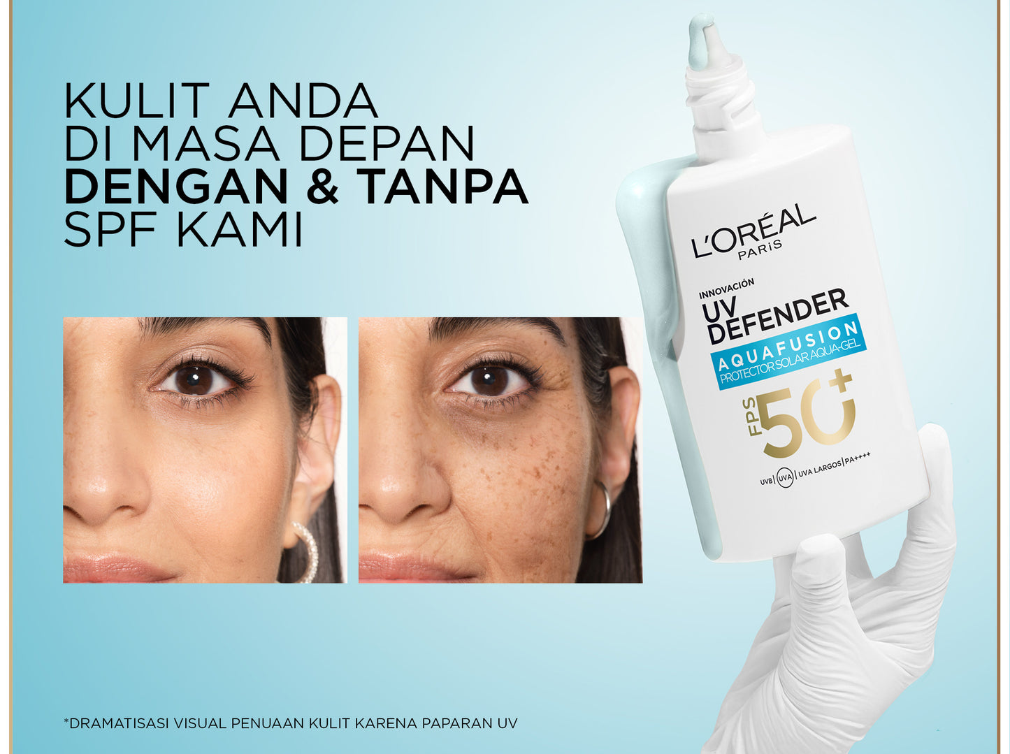 [NEW LAUNCH] L’Oreal Paris UV Defender Aquafusion Daily Water Gel Sunscreen SPF50+ PA++++, Sunscreen Seringan Air, 24 Jam Terhidrasi