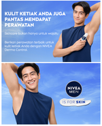 NIVEA MEN Deodorant Roll On Derma Control Defend 50ml - Deodoran pria skin barrier kulit ketiak sensitif melindungi anti keringat berlebih bau badan penggunaan harian dermatologis tidak lengket - Hyaluron, Vitamin B5, Antiperspiran, 0% Alkohol, Halal