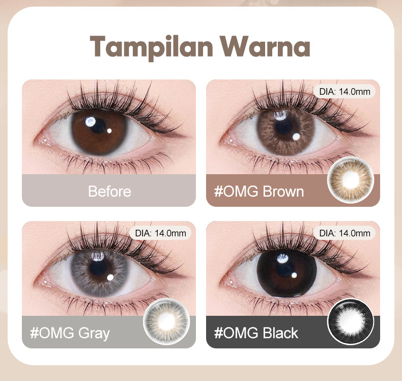 [0.00~-6.00]Magister Softlens Minus OMG Sepasang Lensa Kontak Warna Diameter 14.00mm 6bulan